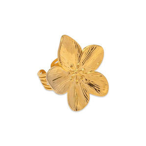 Gold Huge Flower Adjustable Ring