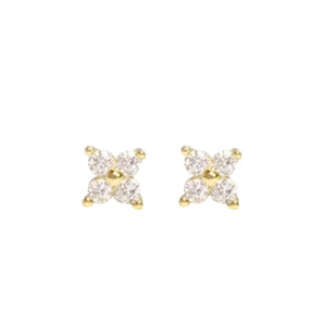 Gold Small 4mm Flower Studs