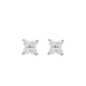 Silver Small 4mm Flower Studs