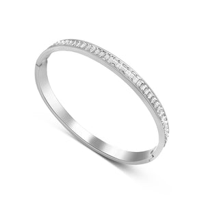 Silver Waterfall Crystal Bangle