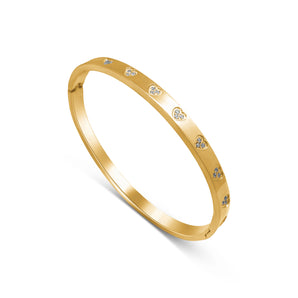 Gold Crystal Heart Bangle