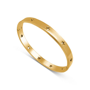 Gold Hollow Star Bangle