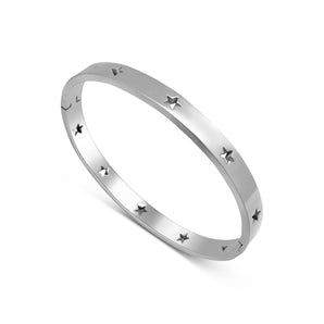 Silver Hollow Star Bangle