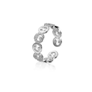 Silver Crystal & Sleek Adjustable Ring