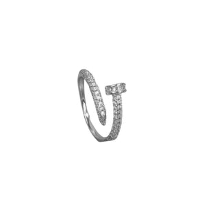 Silver Crystal Luxe Adjustable Ring