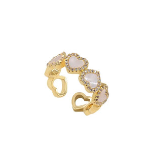 Gold Marble Heart Adjustable Ring
