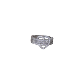 Silver Crystal Heart Adjustable Ring