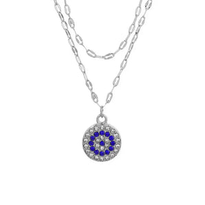 Silver Evil Eye Layered Necklace