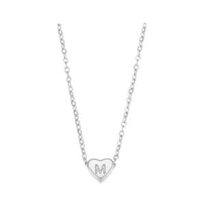 Silver Small Initial Heart Necklace