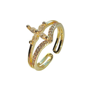 Gold Unique Flower Adjustable Ring