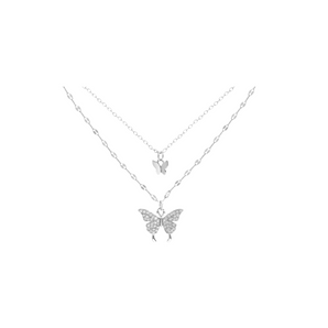 Silver Double Butterfly Necklace