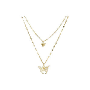 Gold Double Butterfly Necklace