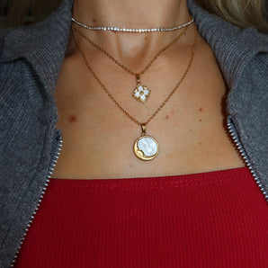 Gold Marble Moon Necklace