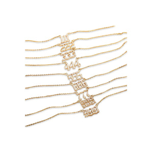 Gold Crystal Angel Number Necklace