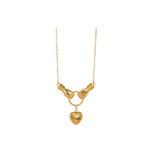 Gold Hand Held Heart Necklace