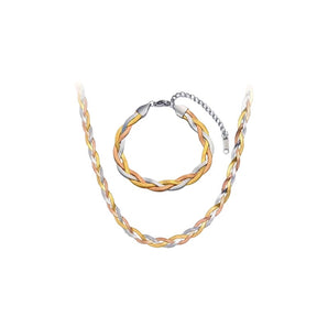 Rose Gold Twisted Necklace and Bracelet Set