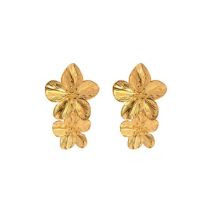 Gold Huge Double Flower Studs