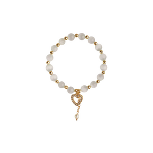 Gold Pearl and Heart Amelia Bracelet