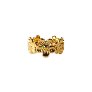 Gold Natalia Flower Adjustable Ring