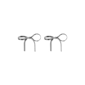 Silver Short Bow Earring Studs