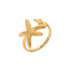 Gold Double Starfish Ring