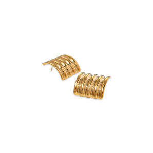 Gold Wavy Square Studs