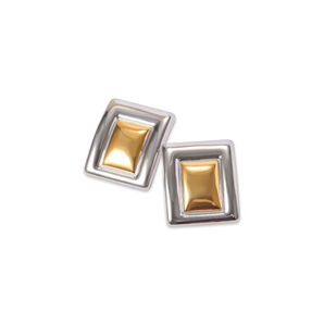 Huge Silver and Gold Square Studs