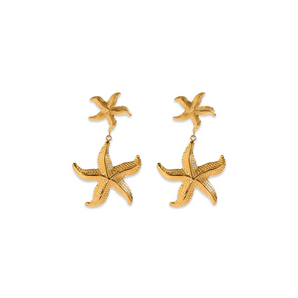 Gold Double Starfish Studs