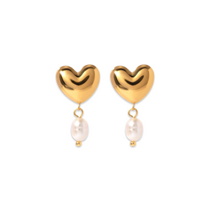 Heart and Pearl Drop Studs
