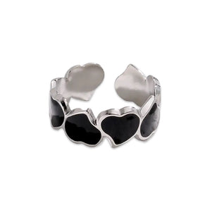 Silver White Marble Adjustable Ring