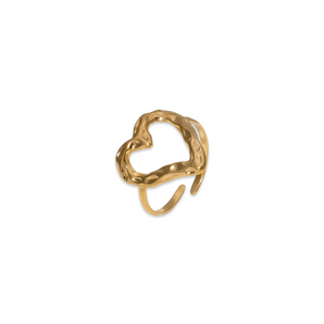 Gold Heart Outline Adjustable Ring