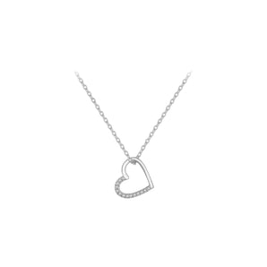 Silver Dainty Thin Heart Necklace