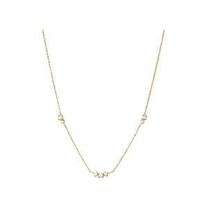 Gold Dainty Triple Crystal Necklace