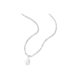 Silver Pearl and Paper Clip Necklace