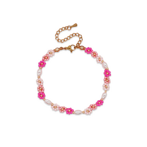 Triple Pink Flower Bracelet