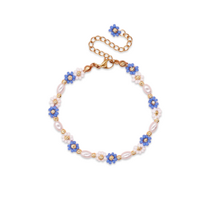 Triple Blue Flower Bracelet