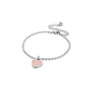 Silver Double Pink Heart Bracelet