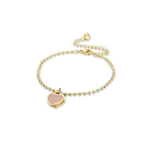 Gold Double Pink Heart Bracelet