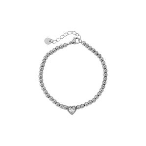 Silver Unmatched Crystal Heart Bracelet