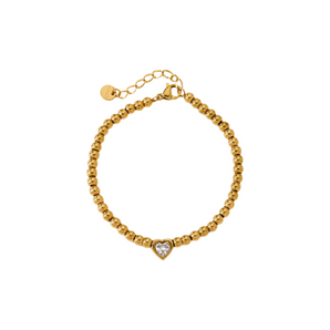 Gold Unmatched Crystal Heart Bracelet