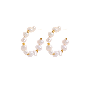 Gold and Pearl Angelic Hoops