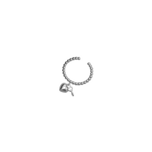 Silver Lock and Key Adjustable Ring