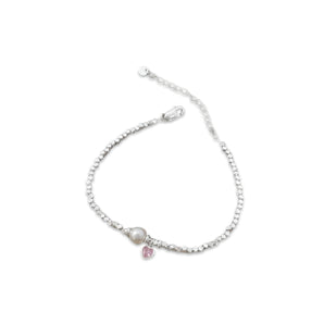 Pink Tint Heart Silver Bracelet