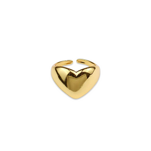 Gold Big Heart Adjustable Ring