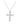 A silver cross necklace with a modern design, featuring multiple arms extending from the cross, catching light effectively. Presented against a white background.