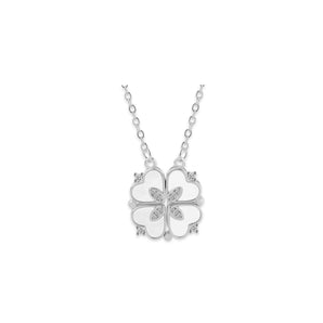Silver Magnetic Chrome Clover Necklace