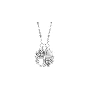 Silver Magnetic Crystal Clover Necklace