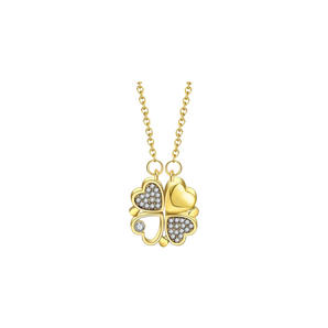 Gold Magnetic Crystal Clover Necklace