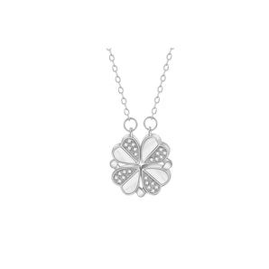 Silver Magnetic Monarch Clover Necklace