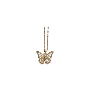 Gold Crystal Butterfly Necklace